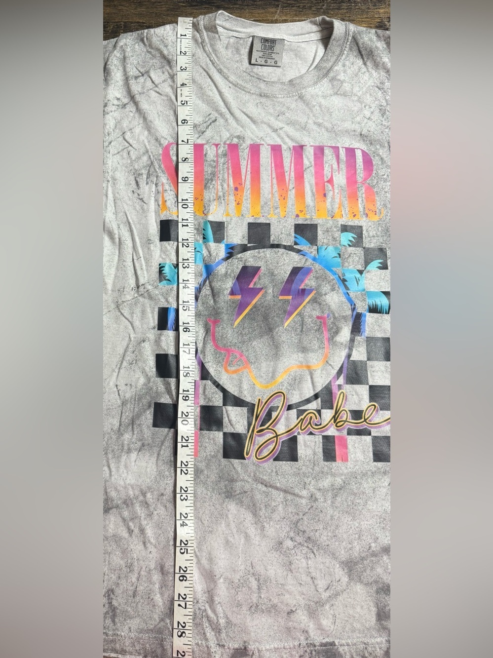 Comfort Colors Gray Color blast 'Summer Babe' Graphic Tee with Neon Accents - Picture 6 of 6